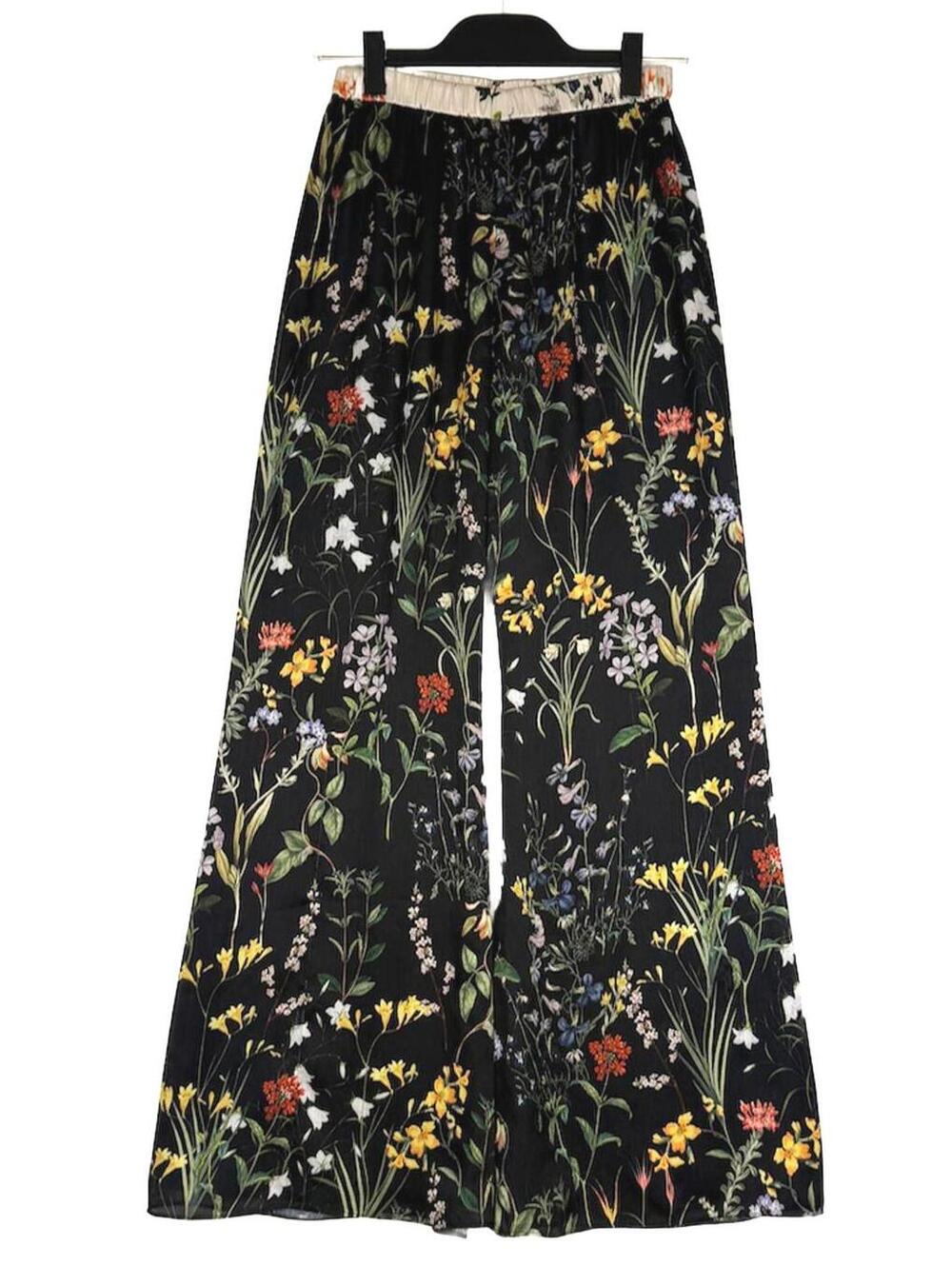 ALEXIS Pearson Botanical Black Floral Wide Leg Flare Pants Intermix Size Small